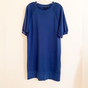 J. Crew Puff Sleeve Sweatshirt Dress Seaport Blue Size Medium